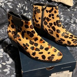 Cole Haan Leopard Print Ankle Boots